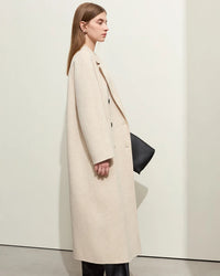Minimalist Blazer Collar Woolen Long Coat