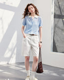 Sheer Slub Knit Polo Top