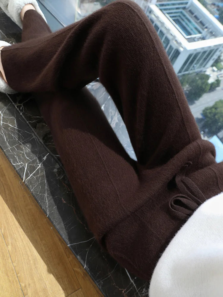 Cashmere Knit Wide Leg Pants