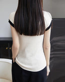 Round Neck Slim Fit Sleeveless Knit Top