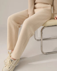 Merino Wool Solid High Waist Knit Pencil Trousers