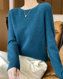 Merino Wool O-Neck Pullover Sweater