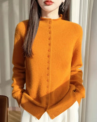Mock Neck Merino Wool Cardigan