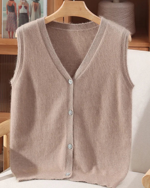Mink Cashmere V-Neck Vest