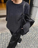 Relaxed Knit Wool Crewneck Sweater