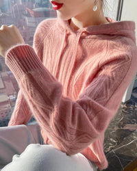 Stylish Wool Knitted Hooded Sweatshirt