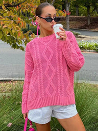 Crew Neck Vintage Pink Pullover