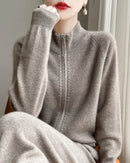 Raglan Merino Wool Zip Cardigan