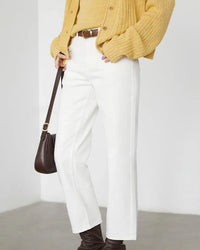 High-Waist Cotton Straight-Leg Jeans