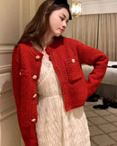 Women's Cropped Button Front Knit Cardigan