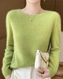 Merino Wool O-Neck Pullover Sweater