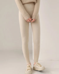 100% Merino Wool Seamless High-Waist Knit Leggings