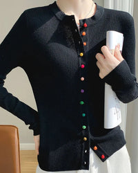 Wool Casual Crew Neck Single-Breasted Sweater