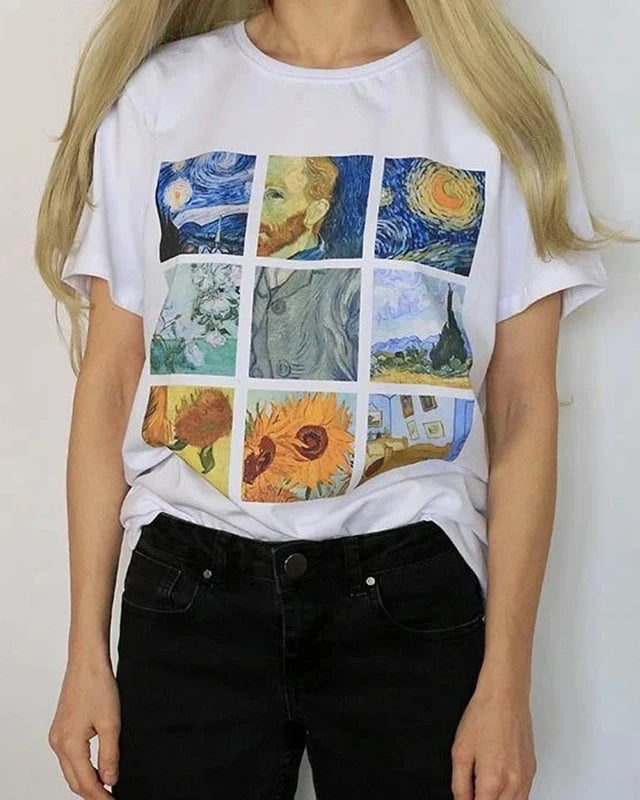 Artistic Print Vintage T-Shirt