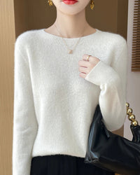 Merino Wool O-Neck Pullover Sweater