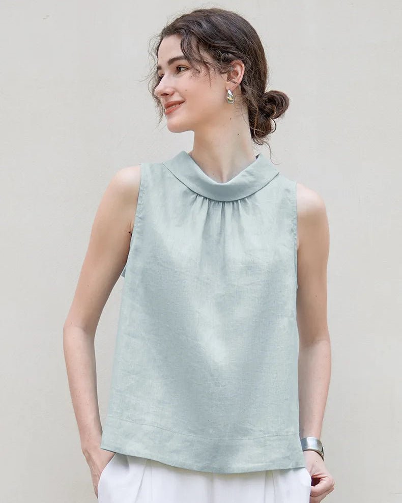 Casual Sleeveless Stand-Up Collar Fashion T-Shirt
