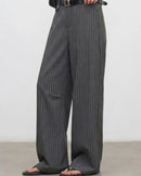 Herringbone Wide-Leg Suit Trousers