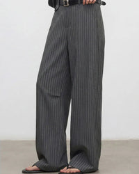 Herringbone Wide-Leg Suit Trousers