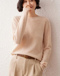 Crew Neck Long-Sleeved Cashmere Knit Sweater