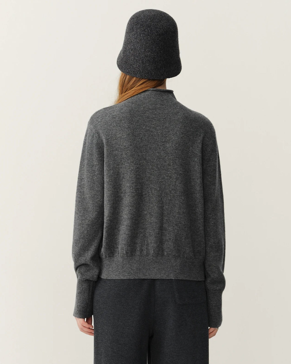 High-Neck Wool Button Cardigan