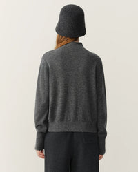 High-Neck Wool Button Cardigan