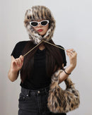 Leopard Faux Fur Baguette Shoulder Bag