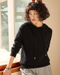 Cashmere Knitted Long-Sleeved Hooded Pullover
