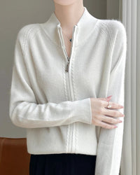 Raglan Merino Wool Zip Cardigan