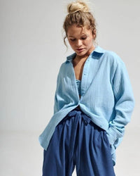 Lapel Collar Single-Breasted Loose-Fitting Shirt