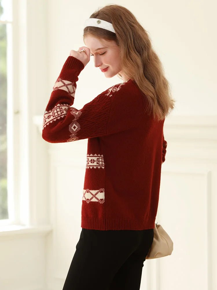 Red Jacquard Christmas Sweaters