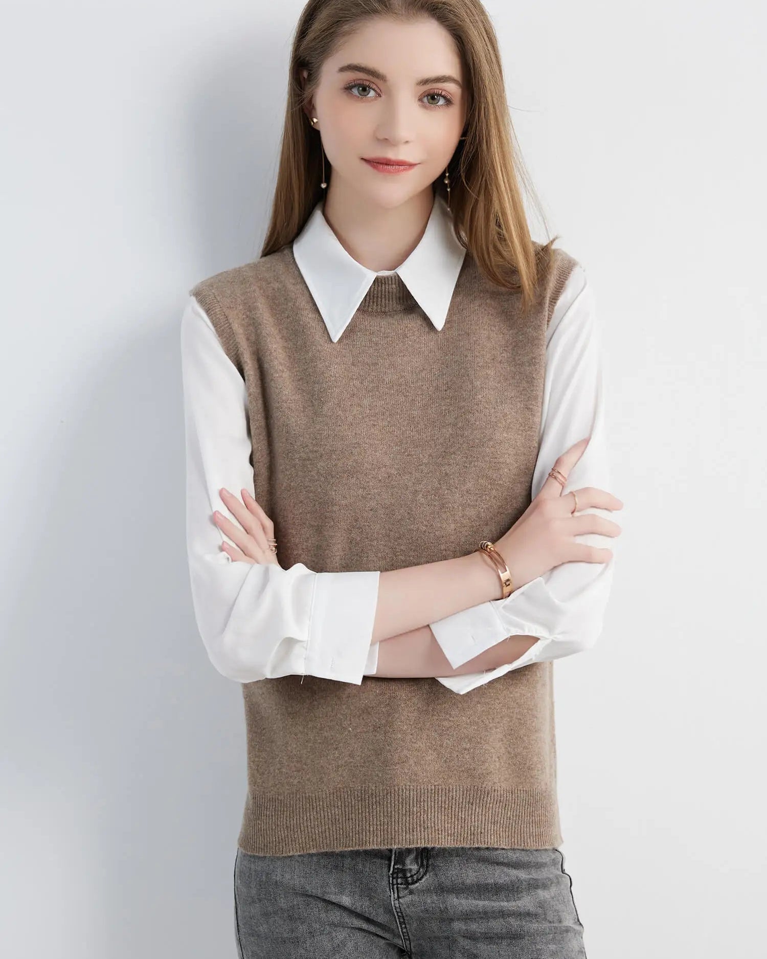 Merino Wool Sleeveless Knit Vest