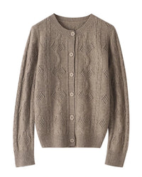 Openwork Merino Wool Cardigan