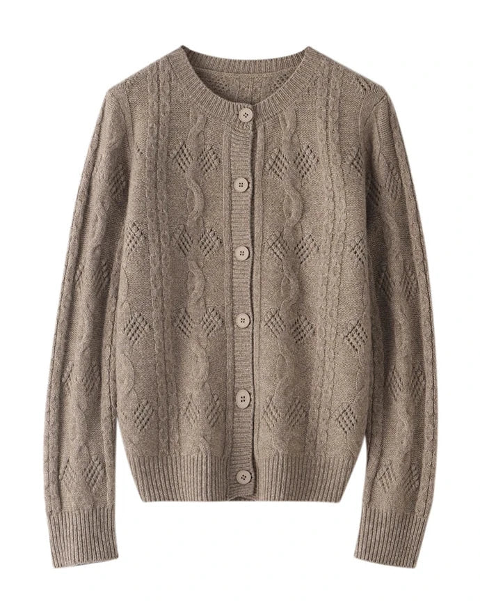 Openwork Merino Wool Cardigan