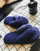 Women's Furry Cross-Strap Open-Toe Slippers