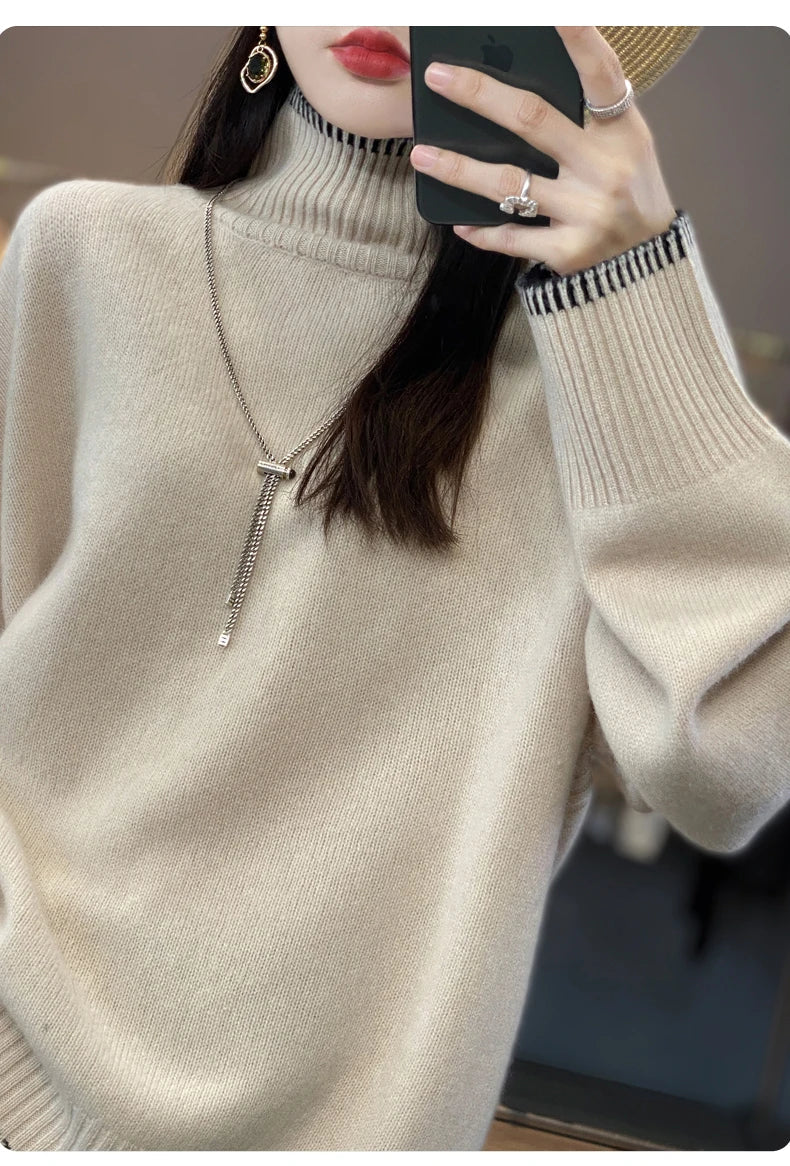 Oversized 100% Wool Turtleneck Sweater
