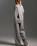 Polo Neck Sweater & Wide Leg Pants Set