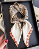 Floral Print Satin Square Scarf
