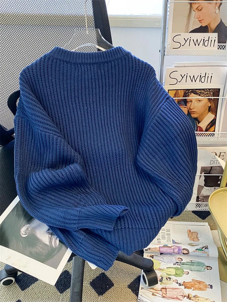 Round-Neck Oversized Knitted Pullover