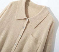 Cashmere Knitted Turn-down Collar Shirt