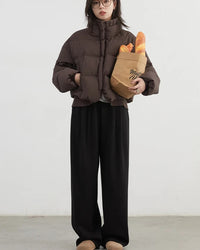 Plush Pleated Wide-Leg Trousers