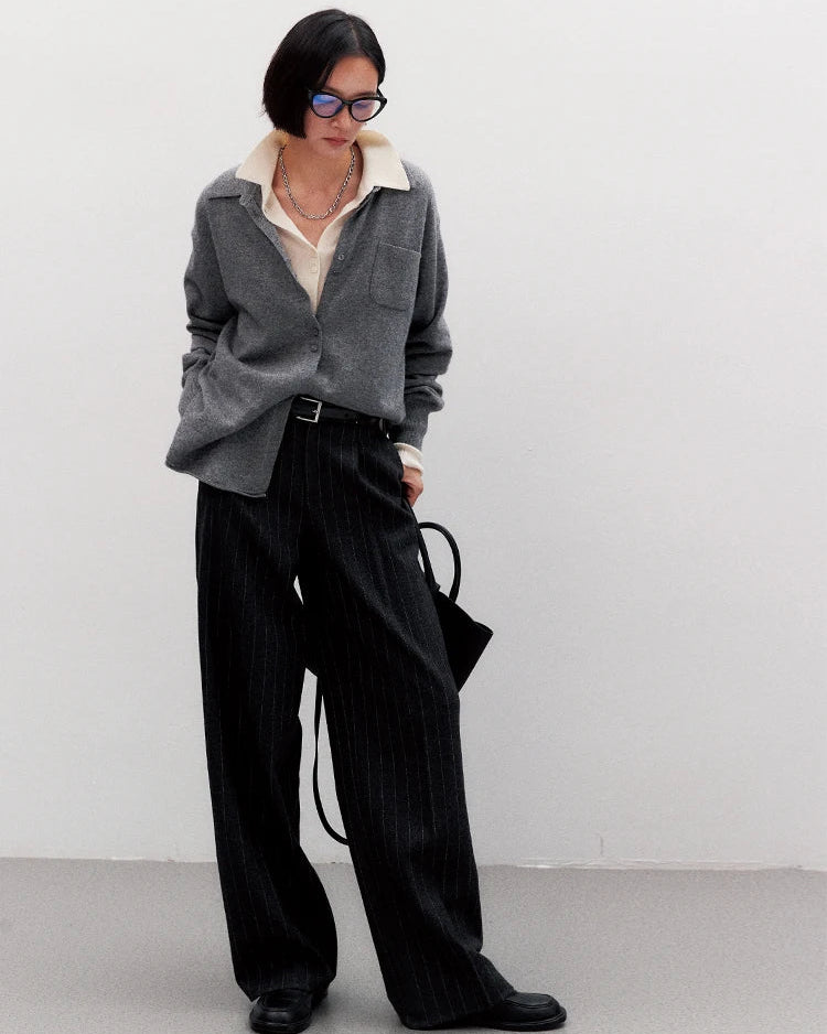 Loose-Fit Mid-Length Knitted Cardigan
