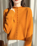 Mock Neck Merino Wool Cardigan