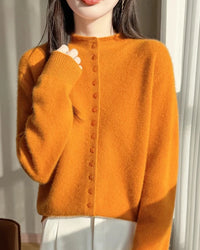 Mock Neck Merino Wool Cardigan