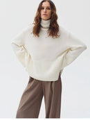 Turtle Neck Basic Knitted Split Pullover