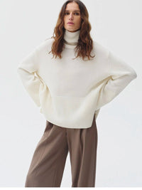 Turtle Neck Basic Knitted Split Pullover