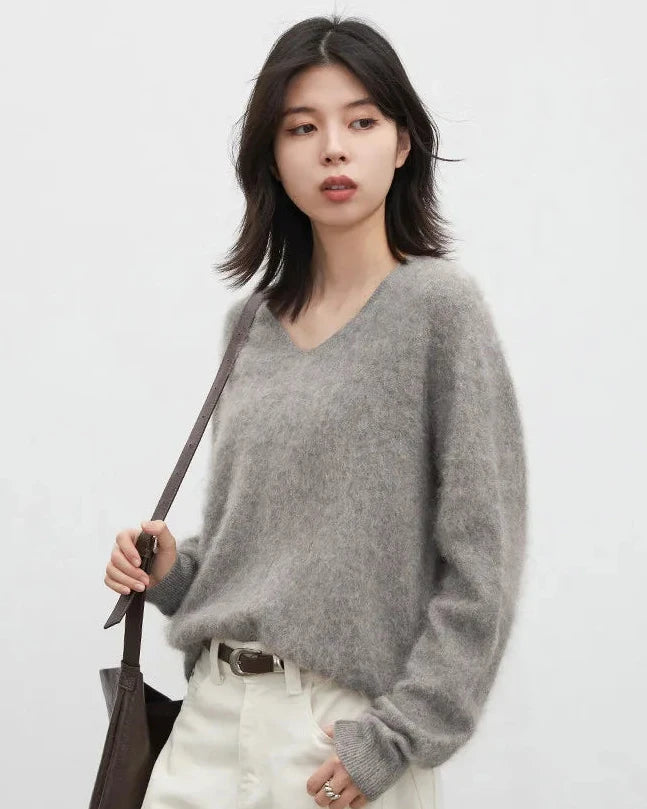 Wool Cashmere V-Neck Pullover