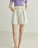 Solid Color High Waist Shorts
