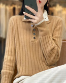Wool Turn-Down Collar Pullover Sweater
