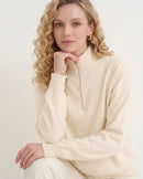 Relaxed-Fit Zip-Up Mock-Neck Sweater