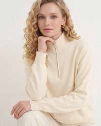 Relaxed-Fit Zip-Up Mock-Neck Sweater
